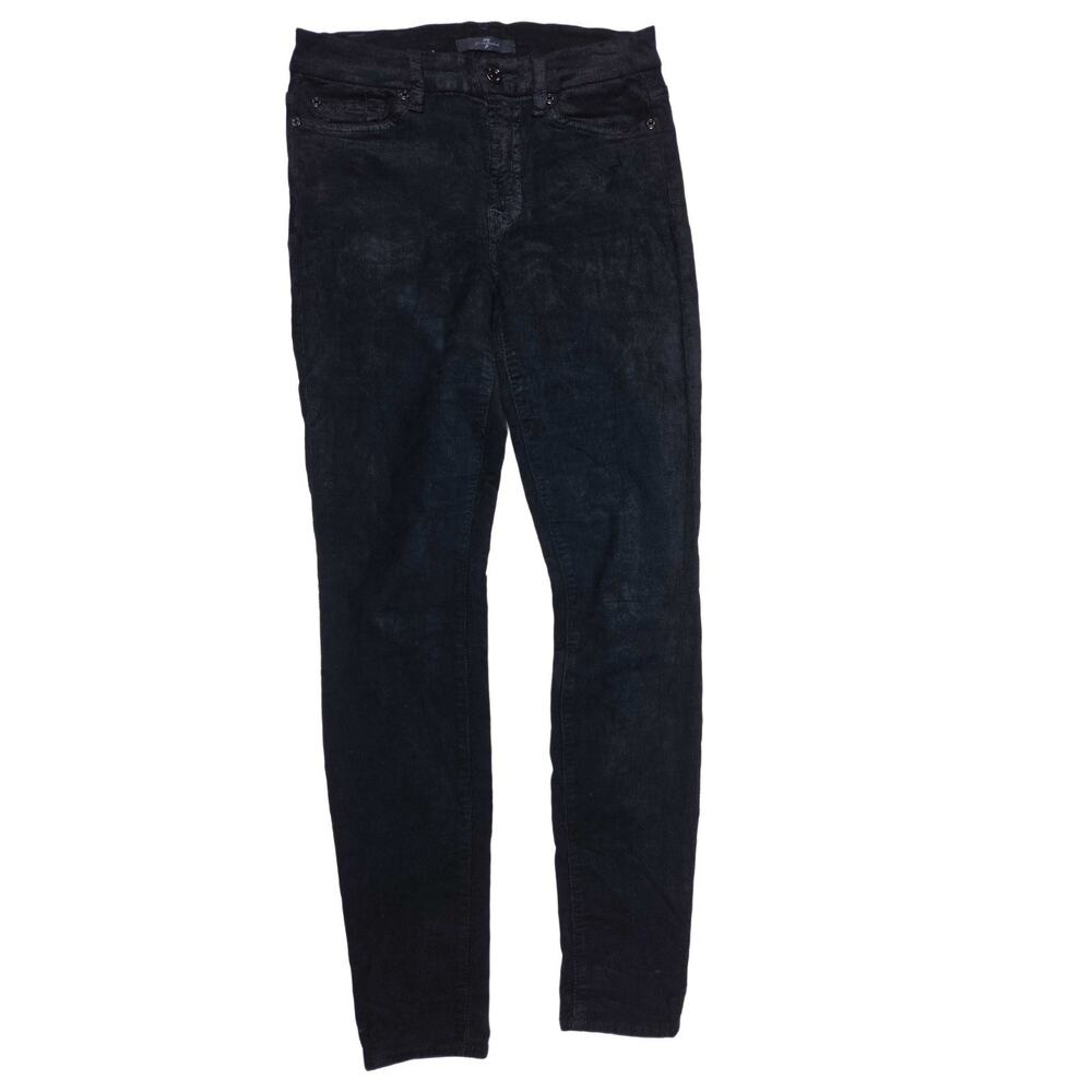 7 For All Mankind Women Black Corduroy Skinny Pants Size 27